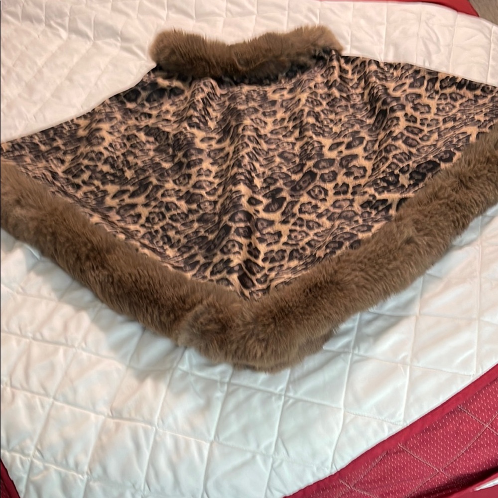 Leopard Print Faux Fur Trim Skirt